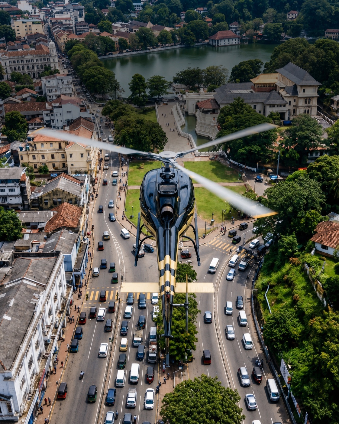 Senok Air helicopter over Colombo